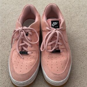Nike Air Force 1 Suede Sneakers in Blush Pink